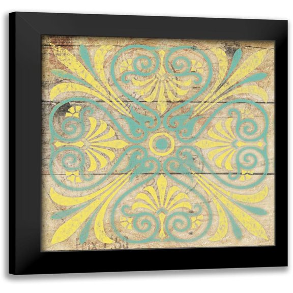 Grey, Jace 12x12 Black Modern Framed Museum Art Print Titled - Turq Pattern 5