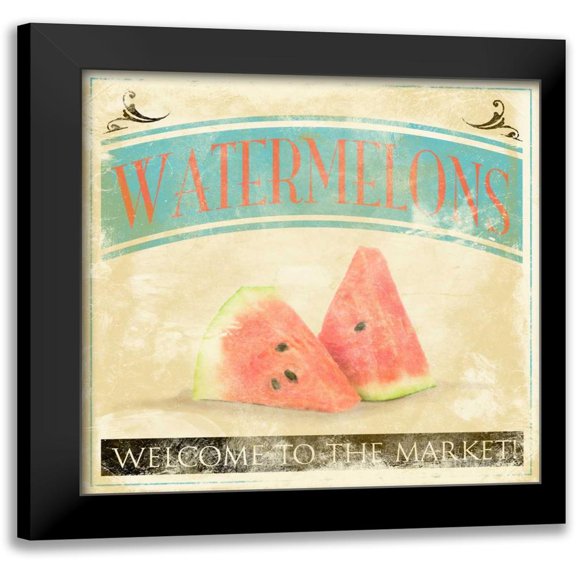 Grey, Jace 12x12 Black Modern Framed Museum Art Print Titled - Watermelons