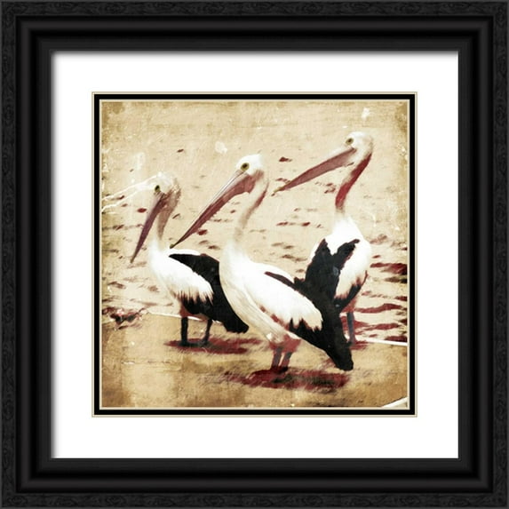 Grey, Jace 12x12 Black Ornate Wood Framed with Double Matting Museum Art Print Titled - Birds At Sea