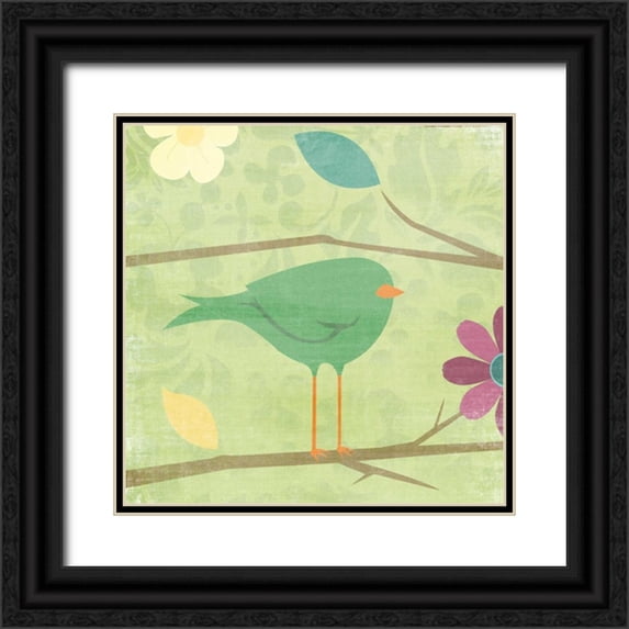 Grey, Jace 12x12 Black Ornate Wood Framed with Double Matting Museum Art Print Titled - Birds
