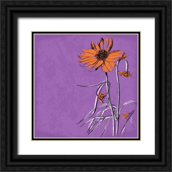Grey, Jace 12x12 Black Ornate Wood Framed with Double Matting Museum Art Print Titled - Flowers 2