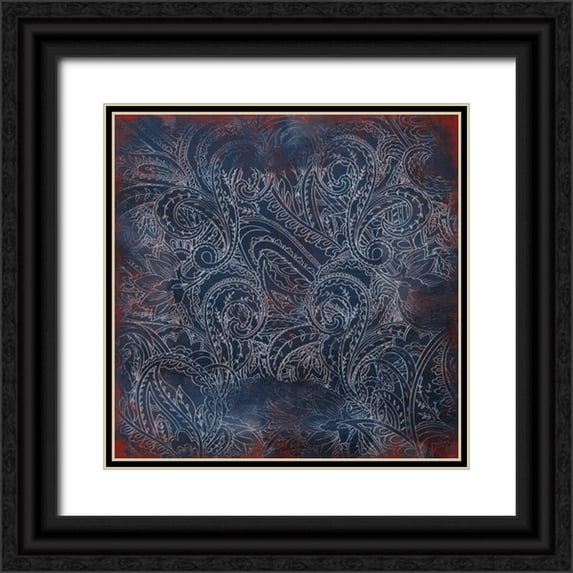 Grey, Jace 12x12 Black Ornate Wood Framed with Double Matting Museum Art Print Titled - Patriotic Paisley