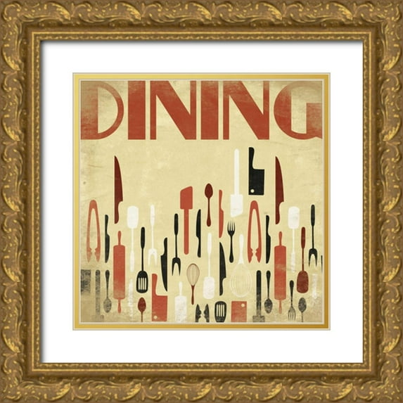 Grey, Jace 12x12 Gold Ornate Wood Framed with Double Matting Museum Art Print Titled - Dining