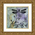 thumbnail image 1 of Grey, Jace 12x12 Gold Ornate Wood Framed with Double Matting Museum Art Print Titled - Dragonfly Florals, 1 of 4