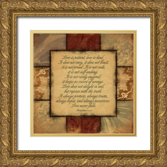 Grey, Jace 12x12 Gold Ornate Wood Framed with Double Matting Museum Art Print Titled - Love Is Kind
