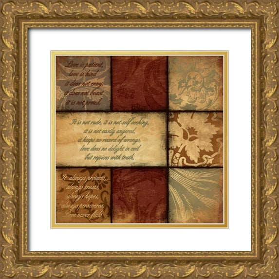 Grey, Jace 12x12 Gold Ornate Wood Framed with Double Matting Museum Art Print Titled - Patchwork Inspirational