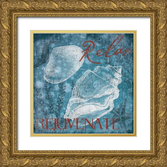 Grey, Jace 12x12 Gold Ornate Wood Framed with Double Matting Museum Art Print Titled - Shell Bubbles 1