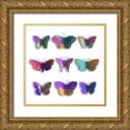 thumbnail image 1 of Grey, Jace 12x12 Gold Ornate Wood Framed with Double Matting Museum Art Print Titled - Watercolor Butterfly Pop Mate, 1 of 4