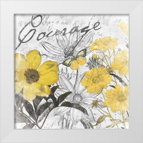 Grey, Jace 12x12 White Modern Wood Framed Museum Art Print Titled - Courage floral