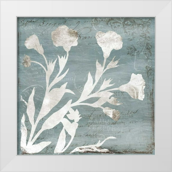 Grey, Jace 12x12 White Modern Wood Framed Museum Art Print Titled - Floral Blues