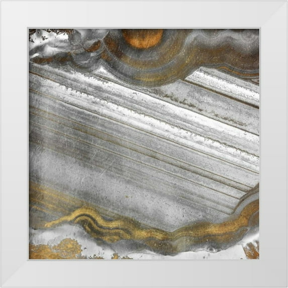 Grey, Jace 12x12 White Modern Wood Framed Museum Art Print Titled - Gold Grey Flow