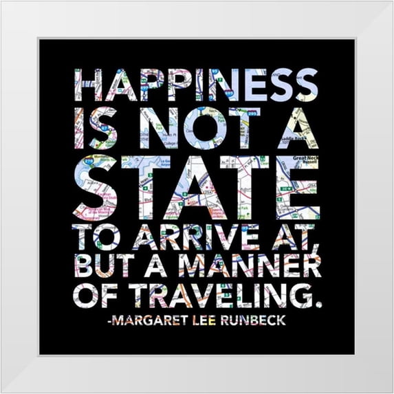 Grey, Jace 12x12 White Modern Wood Framed Museum Art Print Titled - Happiness Map