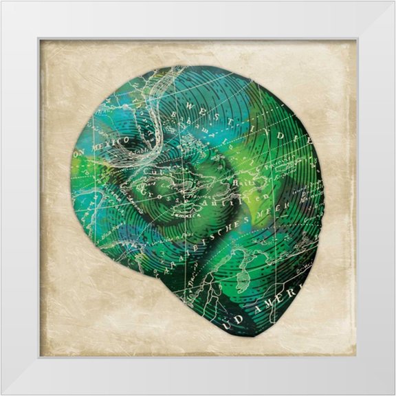 Grey, Jace 12x12 White Modern Wood Framed Museum Art Print Titled - Map Shell2