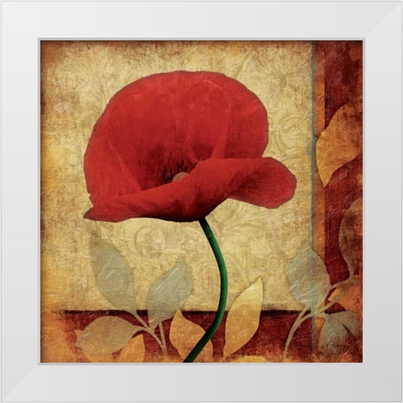Grey, Jace 12x12 White Modern Wood Framed Museum Art Print Titled - Poppies Patch Bright