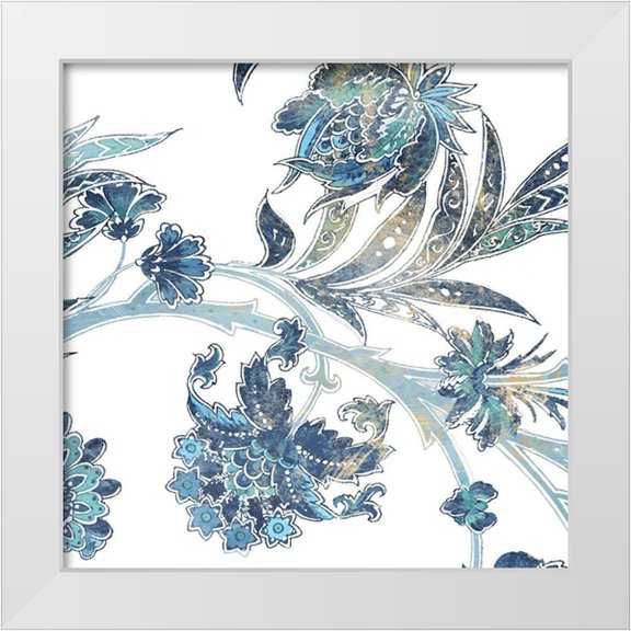 Grey, Jace 12x12 White Modern Wood Framed Museum Art Print Titled - Vic Floral Indigo