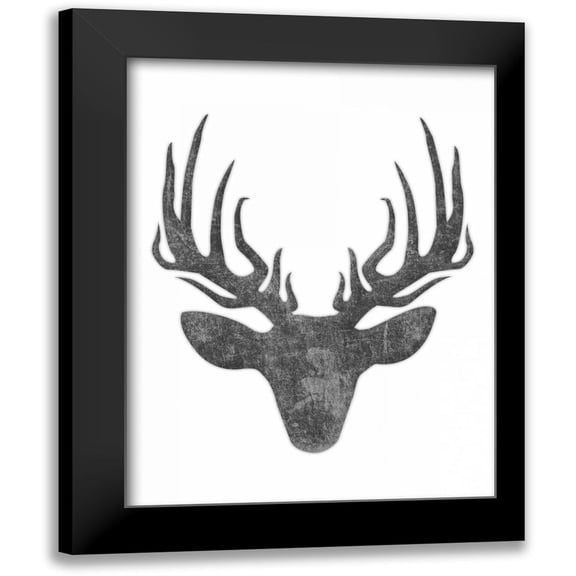Grey, Jace 12x14 Black Modern Framed Museum Art Print Titled - Black And White Aged Deer Mate