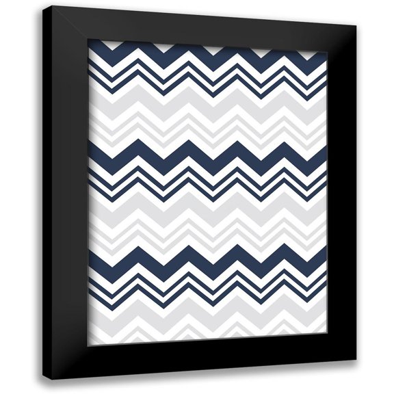 Grey, Jace 12x14 Black Modern Framed Museum Art Print Titled - Blue Grey chevron