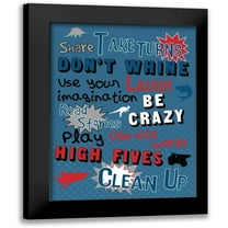 Grey, Jace 12x14 Black Modern Framed Museum Art Print Titled - Boys Play Room Rules