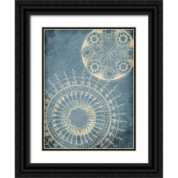 Grey, Jace 12x14 Black Ornate Wood Framed with Double Matting Museum Art Print Titled - Coastal Patterns Cream