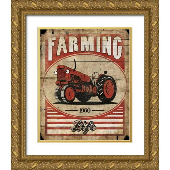 Grey, Jace 12x14 Gold Ornate Wood Framed with Double Matting Museum Art Print Titled - Farming Life