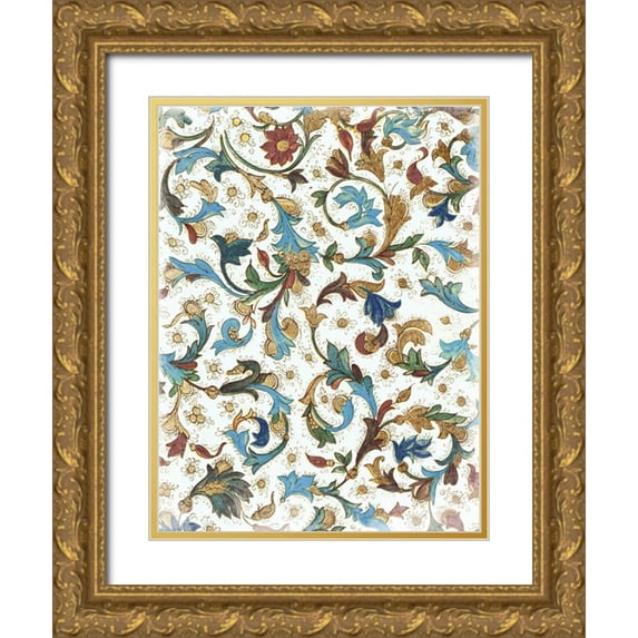 Grey, Jace 12x14 Gold Ornate Wood Framed with Double Matting Museum Art Print Titled - Floral Patterns