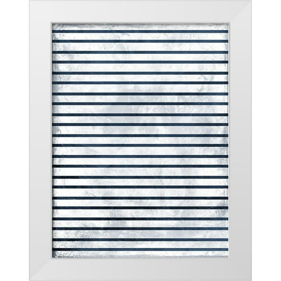 Grey, Jace 12x14 White Modern Wood Framed Museum Art Print Titled - Indigo stripes