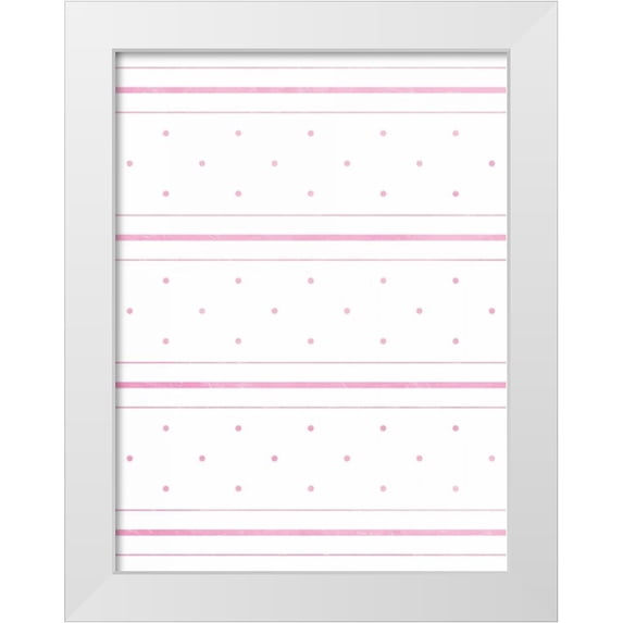 Grey, Jace 12x14 White Modern Wood Framed Museum Art Print Titled - Pink Lines and dots