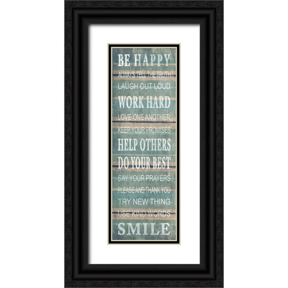 Grey, Jace 13x32 Black Ornate Wood Framed with Double Matting Museum Art Print Titled - Be happy