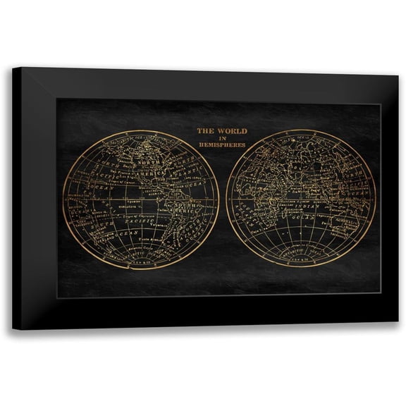 Grey, Jace 14x11 Black Modern Framed Museum Art Print Titled - Gold World Map