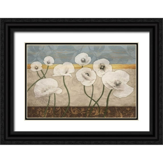 Grey, Jace 14x11 Black Ornate Wood Framed with Double Matting Museum Art Print Titled - White Floral Patch