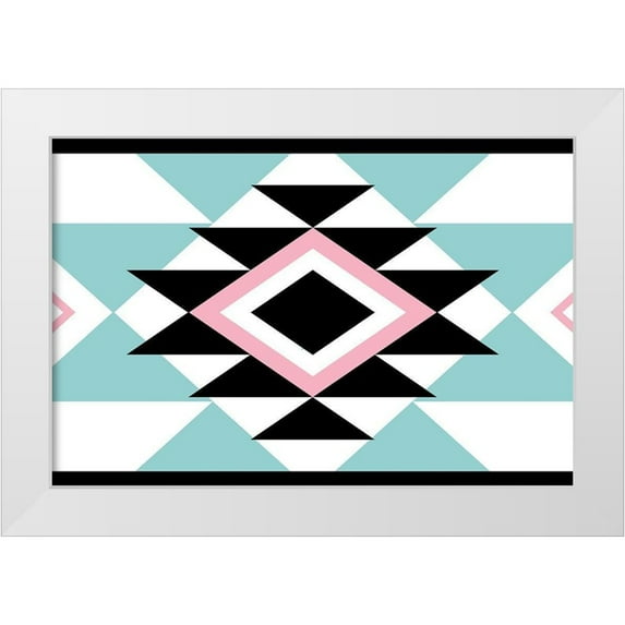 Grey, Jace 14x11 White Modern Wood Framed Museum Art Print Titled - Aztec Teal Pink