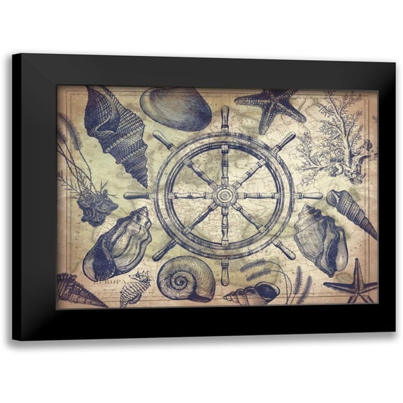 Grey, Jace 14x12 Black Modern Framed Museum Art Print Titled - Nautical map