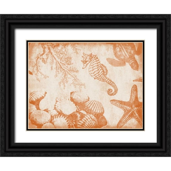 Grey, Jace 14x12 Black Ornate Wood Framed with Double Matting Museum Art Print Titled - Sea Life in Burnt Orange 1