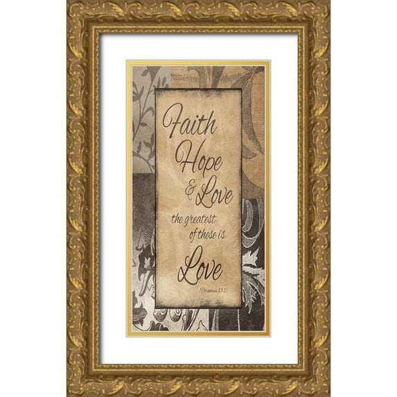 Grey, Jace 14x24 Gold Ornate Wood Framed with Double Matting Museum Art Print Titled - Faith Hope
