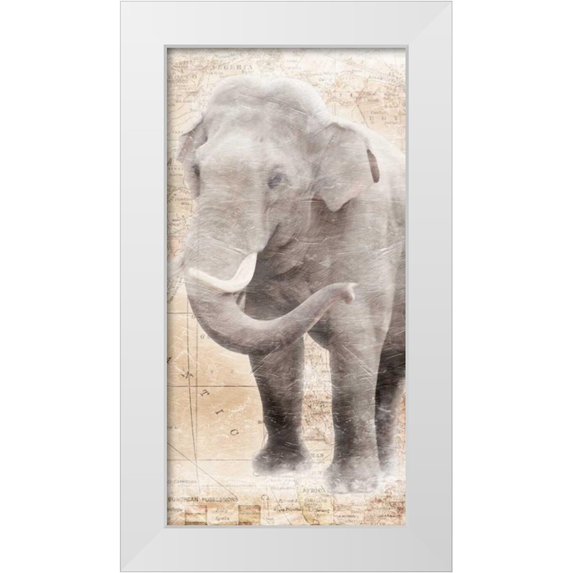 Grey, Jace 14x24 White Modern Wood Framed Museum Art Print Titled - African Traveling Animals Elephant