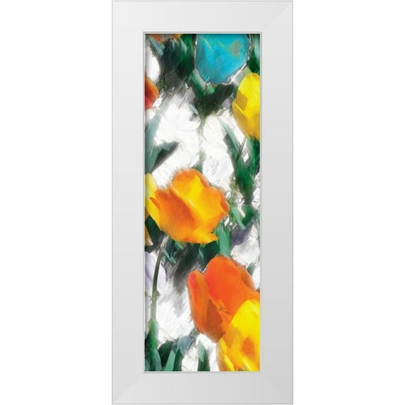 Grey, Jace 14x32 White Modern Wood Framed Museum Art Print Titled - Glowing Florals Mate