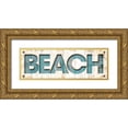 thumbnail image 1 of Grey, Jace 14x7 Gold Ornate Wood Framed with Double Matting Museum Art Print Titled - Beach Sign, 1 of 4