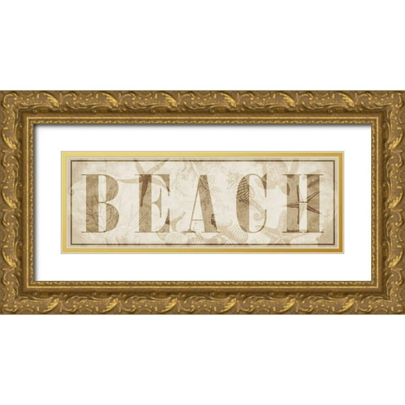 Grey, Jace 14x7 Gold Ornate Wood Framed with Double Matting Museum Art Print Titled - Beach