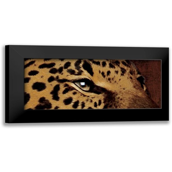 Grey, Jace 14x8 Black Modern Framed Museum Art Print Titled - Leopard Eyes