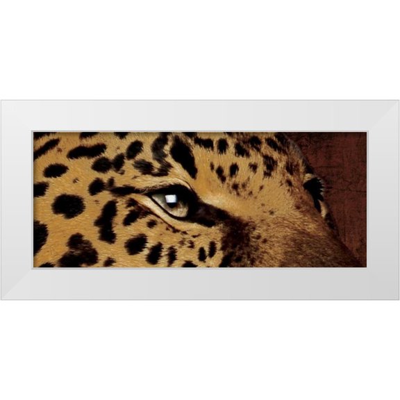 Grey, Jace 14x8 White Modern Wood Framed Museum Art Print Titled - Leopard Eyes