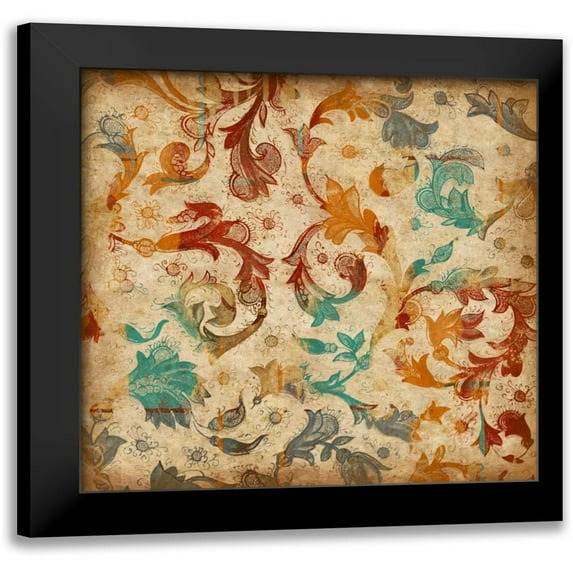 Grey, Jace 15x15 Black Modern Framed Museum Art Print Titled - Abstract Florals 2 Mate