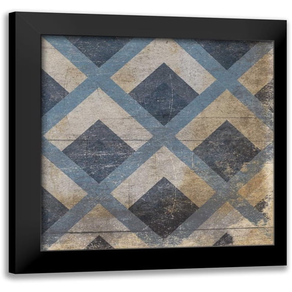 Grey, Jace 15x15 Black Modern Framed Museum Art Print Titled - Blue Geo 9