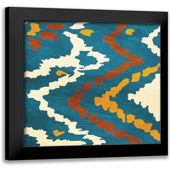 Grey, Jace 15x15 Black Modern Framed Museum Art Print Titled - IKAT pattern