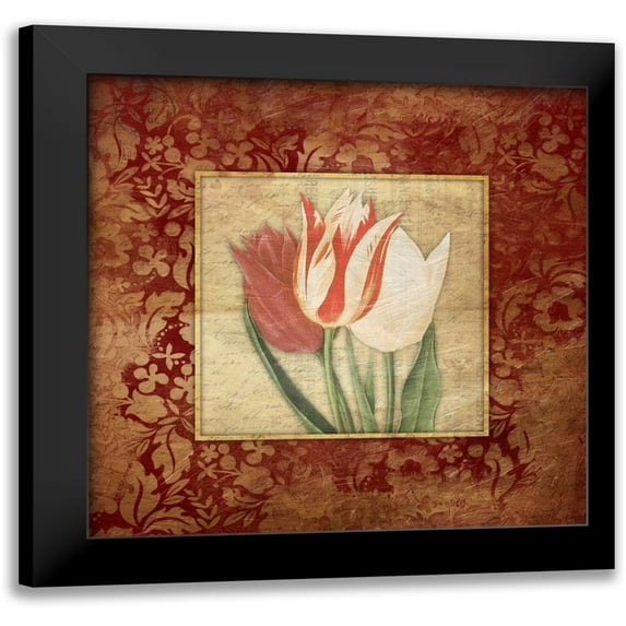 Grey, Jace 15x15 Black Modern Framed Museum Art Print Titled - Red Border Floral B2