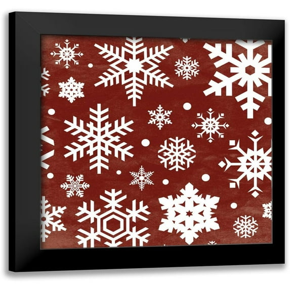 Grey, Jace 15x15 Black Modern Framed Museum Art Print Titled - Red Snow Flakes