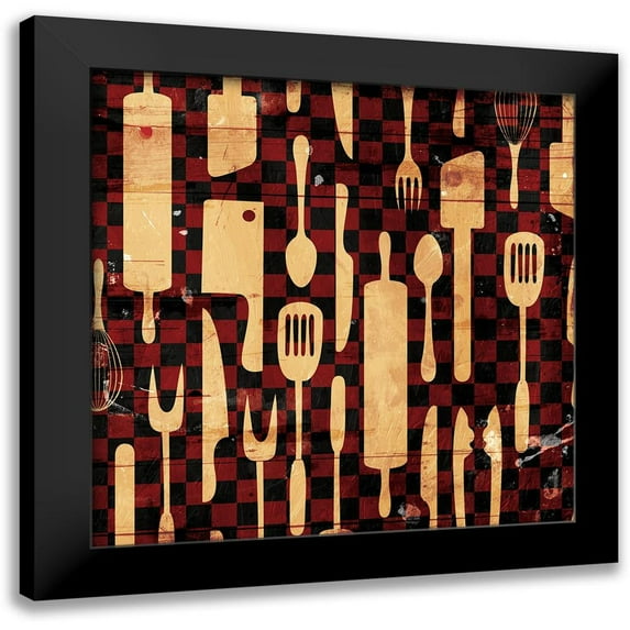Grey, Jace 15x15 Black Modern Framed Museum Art Print Titled - Utensils Picnic