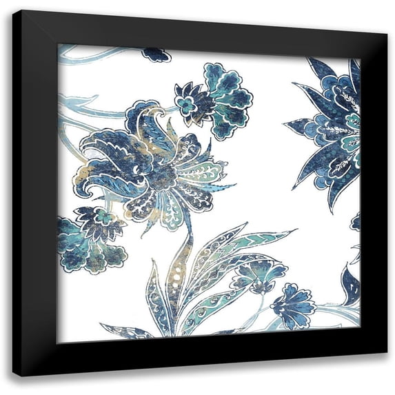 Grey, Jace 15x15 Black Modern Framed Museum Art Print Titled - Vic Floral Indigo Mate