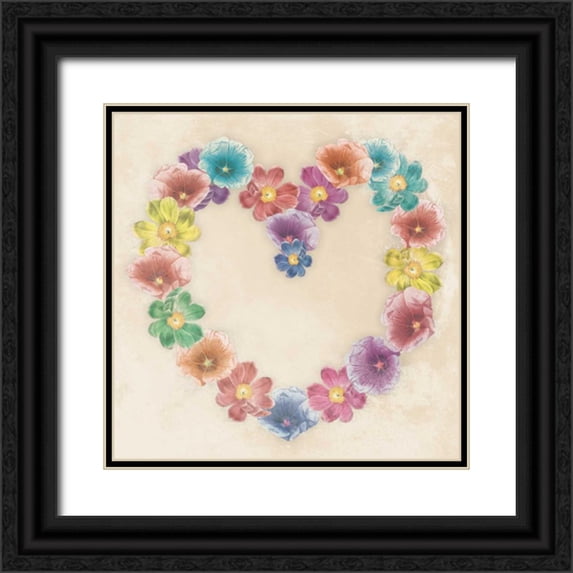 Grey, Jace 15x15 Black Ornate Wood Framed with Double Matting Museum Art Print Titled - Floral heart