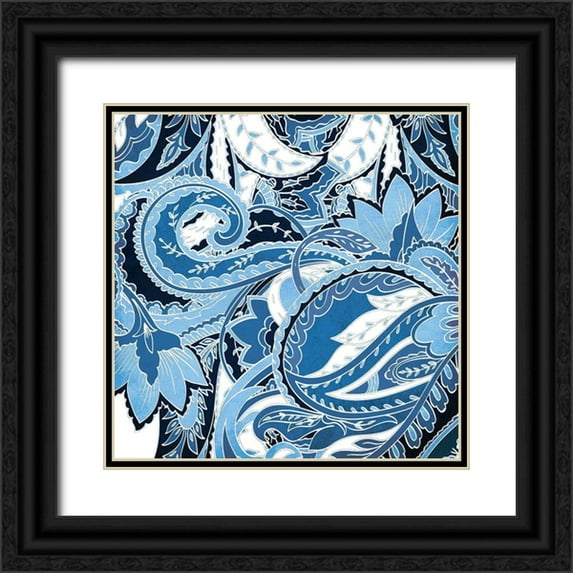 Grey, Jace 15x15 Black Ornate Wood Framed with Double Matting Museum Art Print Titled - Overgrown Blue Mate