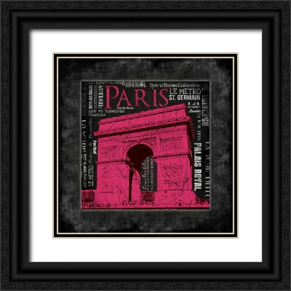 Grey, Jace 15x15 Black Ornate Wood Framed with Double Matting Museum Art Print Titled - PARIS Type mate bordered